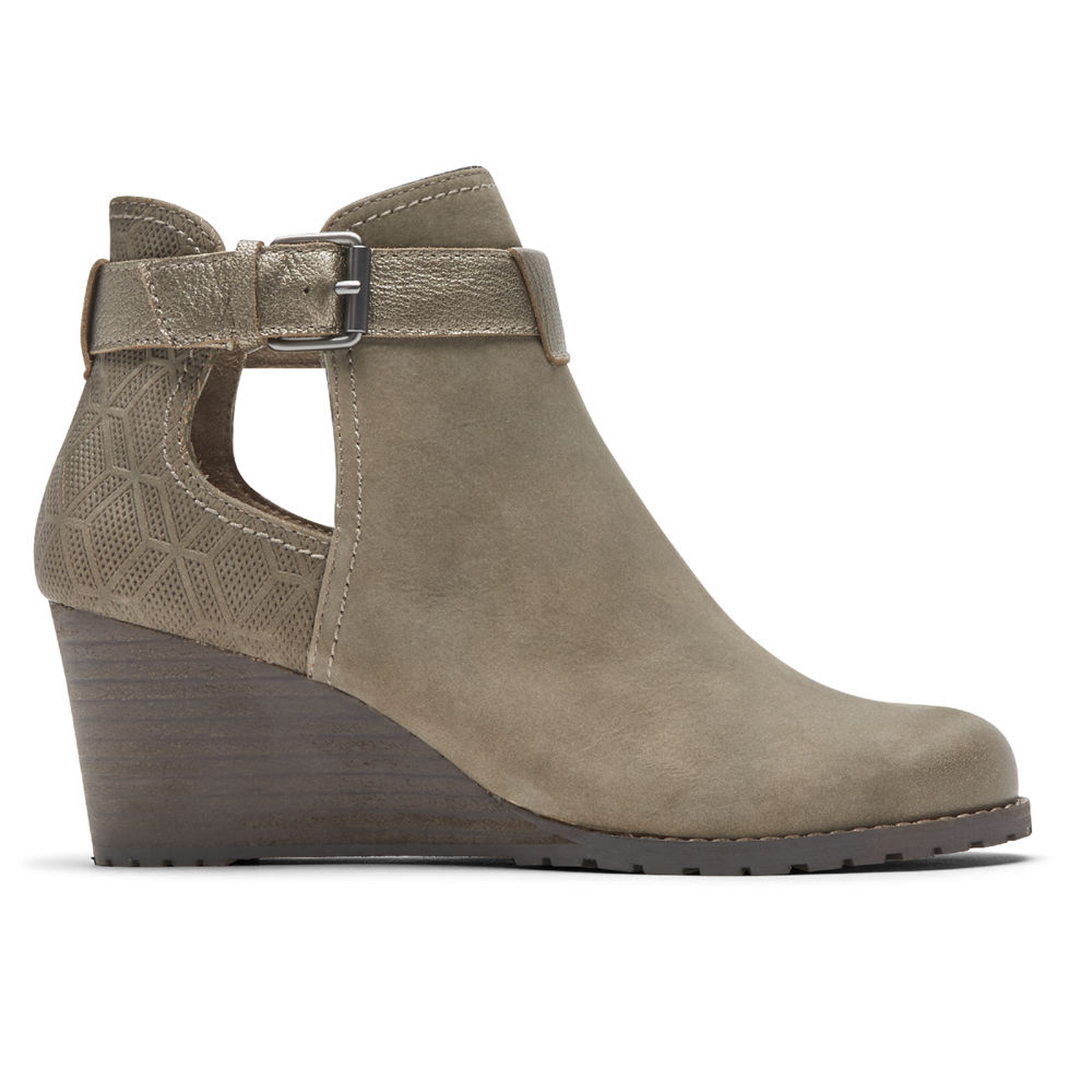 Rockport Singapore Womens Booties - Cobb Hill Lucinda Open Grey - GR7264351